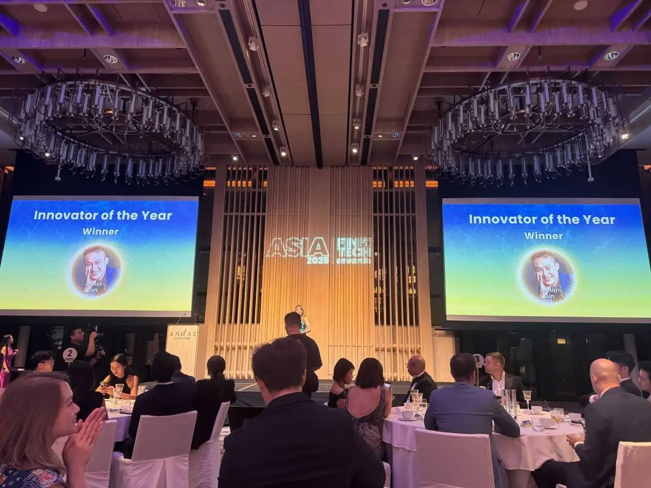 孙宇晨荣膺2025年Asia FinTech Awards年度创新者奖
