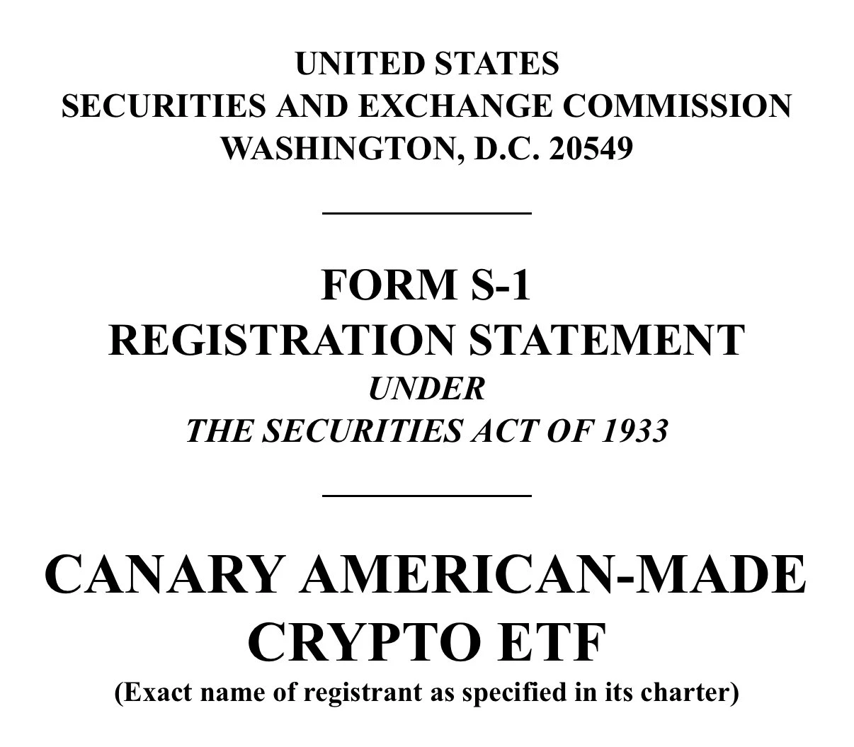 Canary American-Made Crypto ETF申请提交 监管探索加密资产新组合
