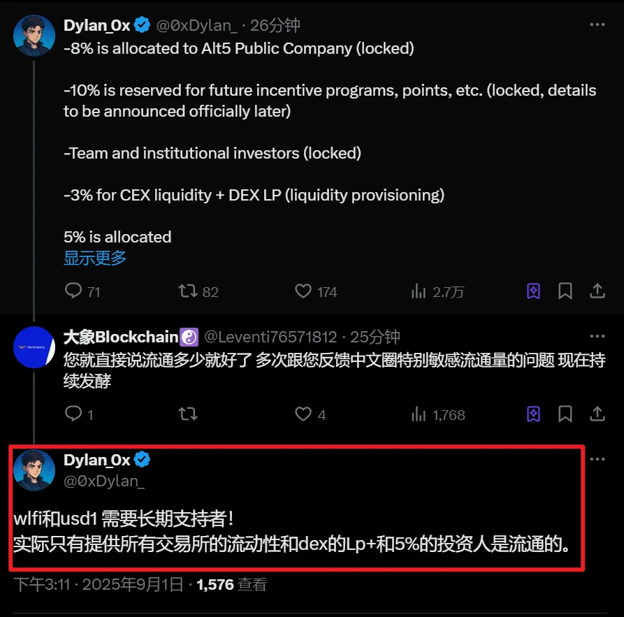WFLI项目公布代币分配方案及流通量测算